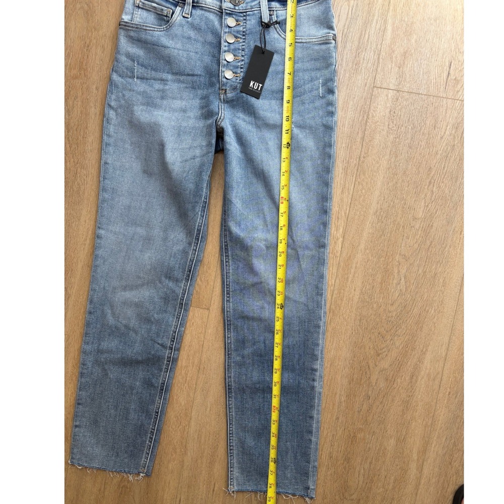 KUT from the Kloth Rachael Fab Am Mom Jean High Rise  Button Fly Raw Hem Size 6 - Picture 8 of 14